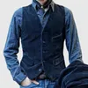 Gilets pour hommes Automne Hommes Veste en velours côtelé sans manches boutonnée col rabattu couleur unie gilet manteau hommes vintage slim blazer vestes