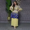 Vêtements ethniques Femmes élégantes Mode Imprimer Abaya Robe musulmane Robe Femme Manches longues À volants Hem Robe Vintage Islamique Robe