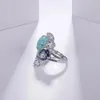 Cluster Rings GEM'S BALLET 925 Sterling Silver Candy Geometric Natural Amazonite Sky Blue Topaz Quartz Gemstone Ring For Women Jewelry