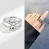 Cluster Ringen Vrouwen Angst Ring 925 Sterling Zilveren Spinner Verstelbare Open Fidget Met Kralen Voor Relief Solide Sieraden