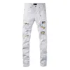 Jeans viola di marca American High Street con foro rattoppato bianco 9046