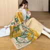 2023 Spring Autumn Striped Printing Pocket Soft Female Shawl Imitation Cashmere Women Cloak Lady Poncho Capes T206 240108