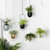 Planters POTS METAL HANGING Flower Pot Nordic Chain Hanging Planter Basket Flower Vase For Home Garden Balkony Decoration Decorative Vases New YQ240109