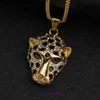 Autobanden Amulette ketting Luxe fijne sieraden Trendy hiphop HIPHOP titanium staal verguld volledige diamant bruine ogen luipaard hoofdhanger Met originele doos pan