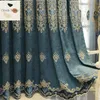Europeanstyle gordijnen highend sfeervolle villa woonkamer studeerkamer chenille borduurwerk gordijndoek blauw product 240109