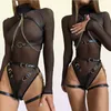 Garters Fashion Faux Leather Harness Garter Belt Sexy Women Stocking Suspender Body Bondage Hip Cage Waist Metal Chains Sword5598802