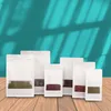 Sacos de embalagem de papel Kraft branco Octogonal Janela transparente Bolsa à prova de cheiro para biscoitos de alimentos Lanche Erva seca Feijão de café Chá Frutas secas Nozes Núcleos Armazenamento de sementes