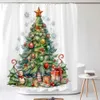 Cortinas de chuveiro de natal cortina de chuveiro santa inverno árvore de natal poliéster colorido cortina de banho casa decoração do banheiro cortina com gancho