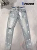Lila jeans män denim byxor kvinnor designer jean svar