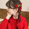 Haarschmuck Blume Kirsche Band Clip Einfache Plüsch Ball Plaid Haarnadel Geflochtene Rote Entenschnabel Kinder