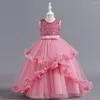 Girl Dresses Wedding Appliques Flower Ball Gown Beaded For Princess Kids Birthday Party Pageant Prom Dress