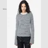 Wang Tracksuit Womens 23 Winter New French French ZV Striped Slim Button 100 Cashmere Women’s Sweater
