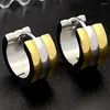 Hoop Earrings Stainless Steel And Men's Women's Unisex Round Glossy High End Fashion No Piercing Jewelry 2024