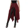 Готическая юбка, черная средневековая винтажная юбка с высокой талией, нерегулярная юбка-зонтик со шнуровкой, длинные юбки в стиле стимпанк на Хэллоуин для
