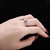 Cluster Rings Karloch S925 Sterling Silver Ring Female Niche Wide Arm Six Claw Inlaid Simulation Diamond Zircon Wedding