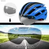 Cycling Helmets Lixada Bicycle Helmet LED Moutain Road USB Rechargeable Light Cycling Helmet For Man Sun Visor Goggles Men MTB Bike HeadgearL240109