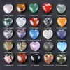 30mm Carved Love Heart Natural Rose Quartz Stone White Crystal Ornament Chakra Healing Reiki Beads For Jewelry Making DIY Gift Decoration