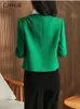 CJFHJE Classic Green Cropped Tweed Jackets Spring Fall Elegant Slim Coat Luxury Streetwear Chaqueta Oversize 3XL Fashion Outwear 240109