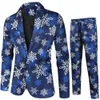 Rouge imprimé deux pièces hommes costume de noël veste pantalon élégant mâle Blazer manteau avec pantalon noir vert bleu S4XL 240108