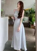 Casual Dresses French Women's Halter Evening Party Dress Elegant Stain Lady Hollow Out One Pieces Cloth Weame Slim A-Line Maxi