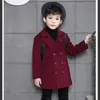 Manteau en laine pour garçons, mode printemps-automne 2023, couleur unie, col rabattu, vêtements d'extérieur pour enfants de 210 ans, pardessus de haute qualité P20 240108