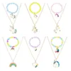 Ожерелья, браслеты, комплект Abaima, украшения для девочек с милыми разноцветными сердечками единорога, звездами и радужными подвесками, подарок для детей, игрушка, сувениры для вечеринки, ролевые игры