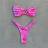 Para print print bandeau stroje kąpielowe seksowne straszynki stroje kąpielowe kobiety brazylijskie bikini zestaw bez ramiączek Biquini Baywear Kąpiec 240109