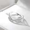 Pierścienie klastrowe TIGRADE 925 STRING SREBRNY X PIERŚCIEŃ Cubic Zirconia Cross Wedding Pisma Pierścień zaręczynowy dla kobiet ANILLOS PLATA 925 PARA MUJER YQ240109