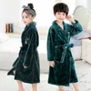 Peignoir de princesse d'hiver pour fille, en flanelle, longue et chaude, pyjama en coton doux, vêtements de nuit décontractés pour enfants de 3 à 14 ans, 240108
