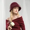 Berets Lady Fedoras Wool Hat Female Fashion Dome British Veil Cap Winter Warm Mesh Headwear A06