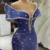 2024 ASO EBI ROAL BLUE BLUE MERMID SURES Crystals Cequined Lace Even Even Formal impreza Drugi odbiór urodzinowe suknie zaręczynowe sukienki szatą de soiree ZJ434