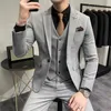 Jacka Vest Pants High-End Brand Boutique Fashion Solid Color Mens Casual Business Suit 3Piece Set Groom Wedding Dress 240108