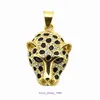 Bildäcks amuletthalsband lyxiga fina smycken fashionabla hiphop hiphop med titanstål guldpläterad diamant inlagd leopardhuvud med originallåda