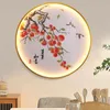 Wandlamp Cirkelvormig Decoratief Schilderij Met Verlichting Chinese Stijl Foyer Gang Studeerkamer Hangend Restaurant LED Lichtgevend