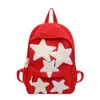 حقيبة الظهر Kawaii Star Decor Canvas School Bag Cute Preppy Women Women Ludy Captop Rucksack