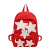 Rucksack Kawaii Star Decor Canvas Schultasche Niedlicher Preppy Damen Alltags-Laptop-Rucksack