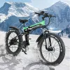 EUストックR5大人折りたたみ可能な電気自転車1000W 26インチ48V 14AH電動自転車脂肪タイヤオフロードスノーエビークメンズマックススピード45 km/h