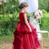 Abiti da ragazza Abiti da sposa Abito da ballo con applicazioni di fiori in rilievo per l'abito da ballo per spettacoli di feste di compleanno per bambini della principessa