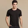 Mäns T-skjortor Kvalitet Mulberry Silk Sticked Short Sleeve Round Neck T-Shirts TEE TOP PLUS STORLEK HY006