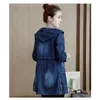 Fashion Spring Autumn Women Large Plus Size Long Jean Jacket Coat Female Slim Windbreaker Woman Casual Windproof Denim Jackets 240108