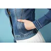 Plus Size S-6XL Women Short Denim Jacket Fashion Casual Spring Autumn Slim Basic Jean Coat Blue 240104