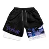 Herrshorts anime berserk gym shorts mans manga 3D utskrift 2-i-1 prestanda shorts fitness sommar snabb torrmask shortsl240104