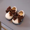 First Walkers 2024 Spring Autumn Girls Princess Shoes Kids Fashion Bowknot Flats Baby Soft Sole Walking Toddler Knit Loafers