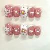 Faux ongles Misskitty fait à la main à pression Kitty couleur bonbon dessin animé mignon porter des autocollants amusants pour enfants Wearab