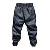 Men's Pants Velvet Windproof Waterproof Faux Leather With Elastic Waist Ankle-banded Patchwork Solid Color For Cycling