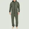 Män s Thothen Hooded Jumpsuits Tracksuit Drawstring Sweatshirts Rompers Full Zip Hoodies Overalls With Pockets 240109