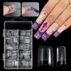 False Nails 100pcs French Water Filled Hollow Nail Tips Fashion Simple Soft Patch For Women Female DIY Art Tool