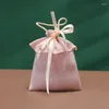 Envoltório de presente 5 pcs saco de casamento plissado pano de fio de ouro sacos de cordão para embalagem de jóias doces chocolate favores convidados