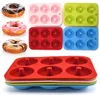 Silikon donut mögel bakning panna diy donuts mögel tillverkare nonstick silikon kakform för donuts bagels bakverk bakverktyg9453501