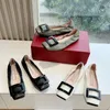 New Collection Ballet Mary Jane Single Shoes Square Buckle Womens Patent Leather Rhinestone Buckle Square Head Shallow Flat Ballet Top Quality Bright College Style